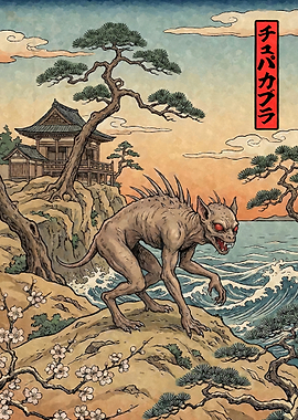 Cryptid Chupacabra Japanese Ukiyo-e