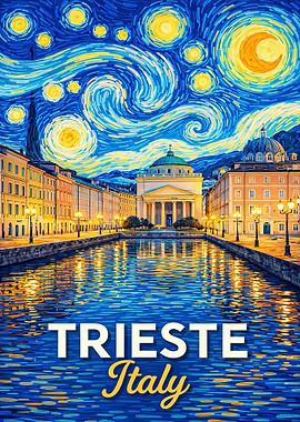 Trieste Italy Starry Night Painting