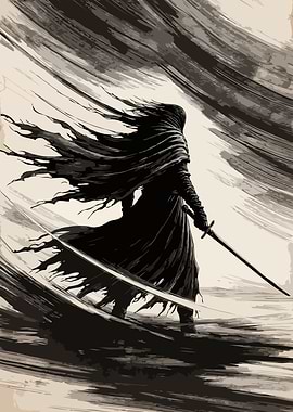 Dark Warrior with Sword Art