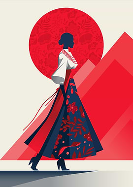 Woman in Traditional Dress Folk design