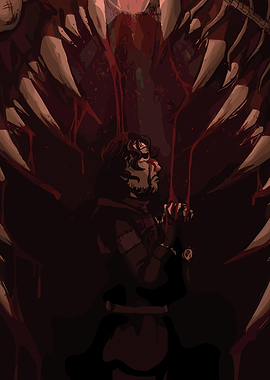 Man praying in monster's mouth