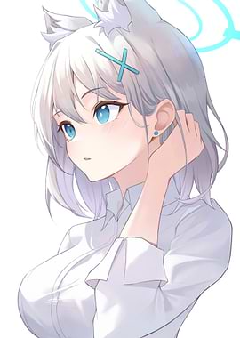 Anime Girl with White Hair and Blue Eyes