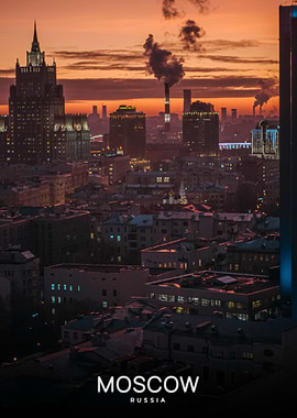 Moscow Skyline at Sunset