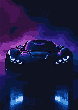 Futuristic Sports Car at Night