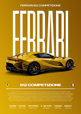 Ferrari 812 Competizione Car Poster