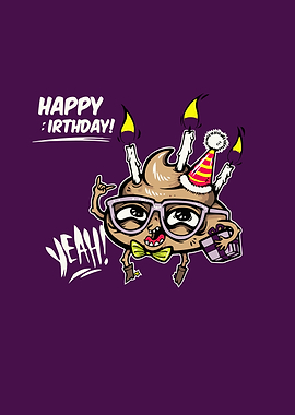 Funny Poop Character Birthday Card