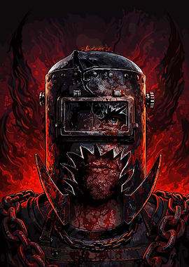 Bloody Warrior in a Cracked Mask