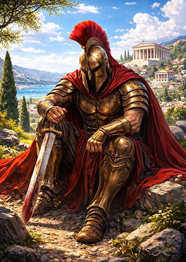 Spartan Warrior in Ancient Greece