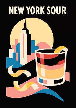 New York Sour Cocktail Art