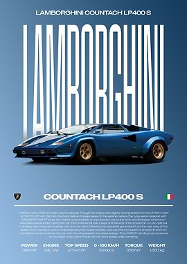 Lamborghini Countach LP400 S Car Poster