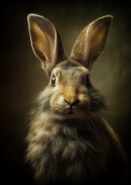 Close-up Portrait of a Fluffy Rabbit