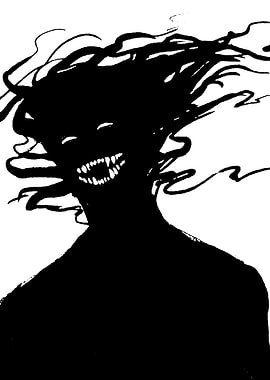 Dark Shadow Monster with Sharp Teeth