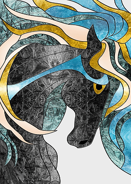 Stained Glass Horse Portrait