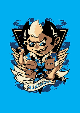 Cartoon character with wings and knives