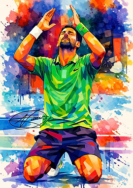 Novak Djokovic Celebrates Victory