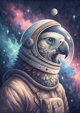 Astronaut Bird in Space
