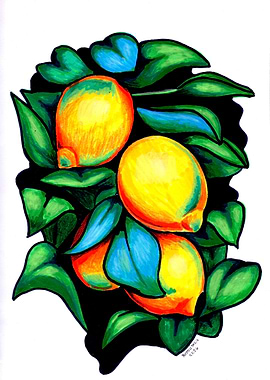 Vibrant Lemons with Green Leaves