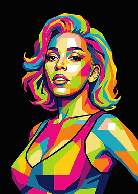 Colorful Pop Art Portrait of doja cat