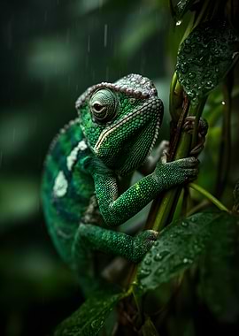 Chameleon in the Rain