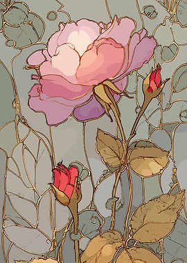 Art Nouveau Rose Illustration