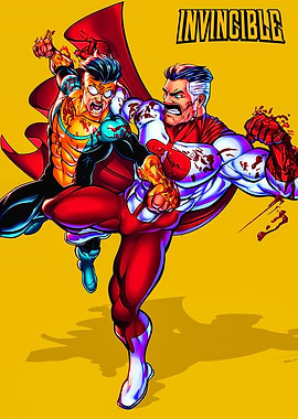 Invincible and Omni-Man Fighting