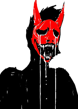 Creepy Red Demon Mask