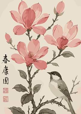 Bird on a Magnolia Branch