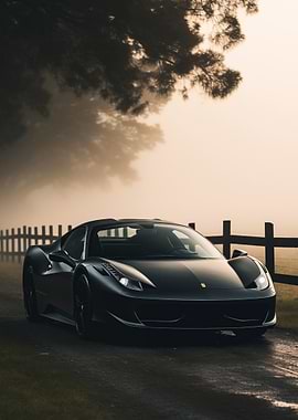 Ferrari on a Misty Road