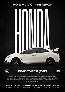 Honda Civic Type R FK2 Poster