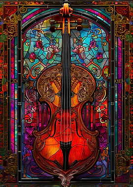 Violin in Stained Glass