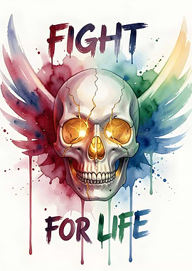 Fight for Life Skull with Wings