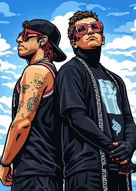 Two men in stylish streetwear