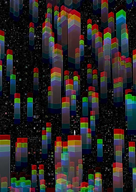 Abstract Cityscape with Figures