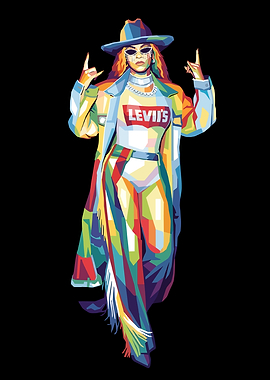 Beyoncé in colorful Levi's outfit