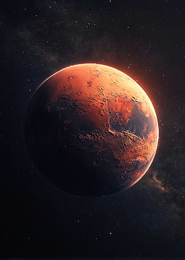 Beautiful Mars in Space Red Planet