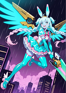 Anime Girl with Wings and Sword