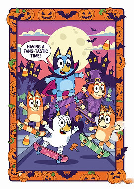 Bluey Halloween Skateboarding