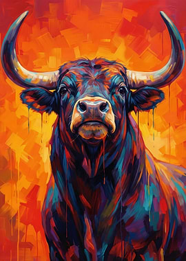 Vibrant Bull Portrait