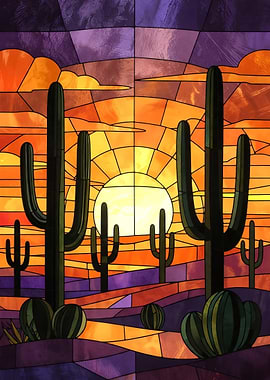 Desert Sunset Stained Glass