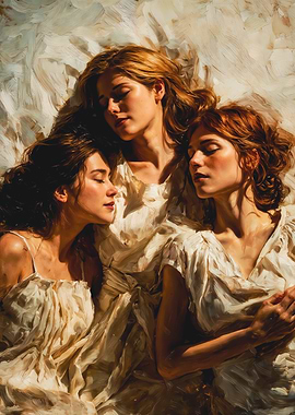 Three Women Serene Dream Painting