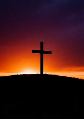 Cross Silhouette at Sunset