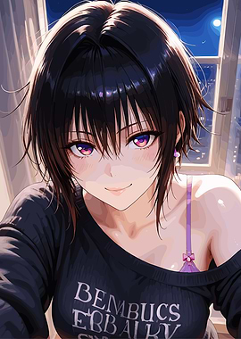 Anime Girl with Purple Eyes