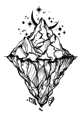 Iceberg with Mountains and Celestial Elements