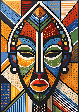 Vibrant African Mask Painting