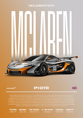McLaren P1 GTR Car Poster