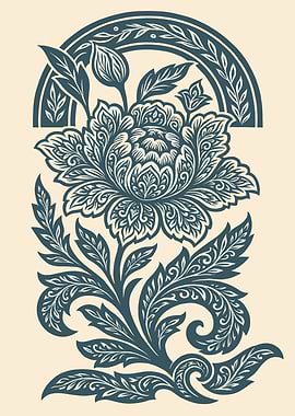 Ornate Floral Design with Arch