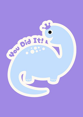 Cute Dinosaur with Crown and Text