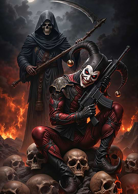Grim Reaper and Jester with Gun