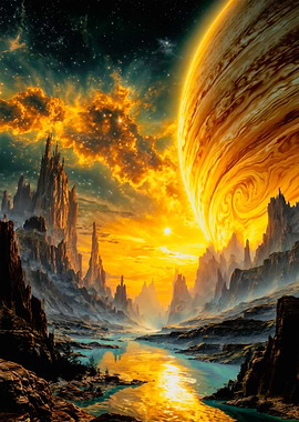 Epic Alien Planet River Landscape