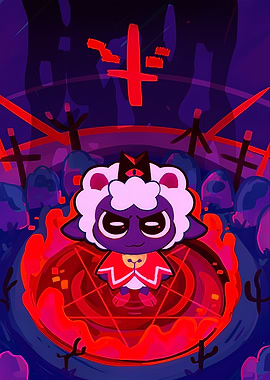 Cult of the Lamb character in ritual circle